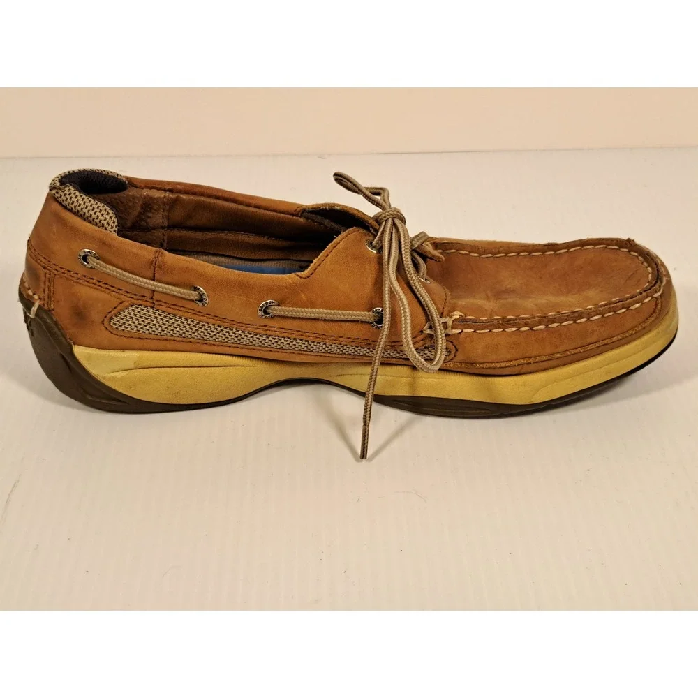 Sperry Top-Sider Mens Billfish Tan Leather Mesh Boat Shoes 12M 0777347